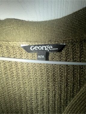 George Olive Ribbed Crewneck Sweater